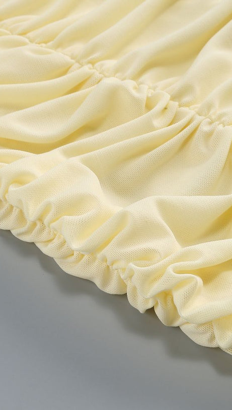 AMELIA SLEEVELESS FLOWER BLOOM MIDI DRESS IN LIGHT YELLOW