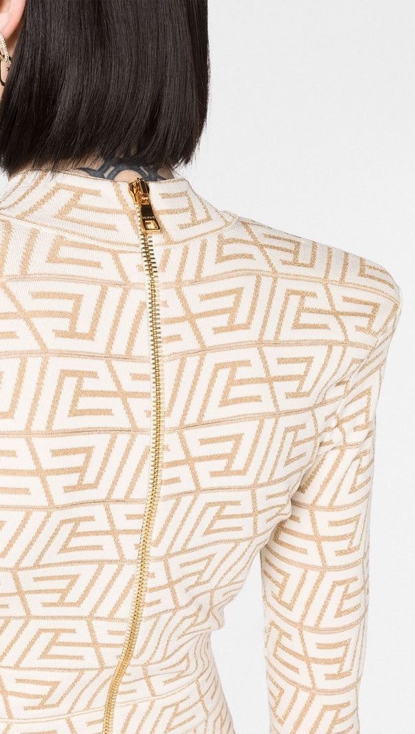 AIIZIE GRACE APRICOT MONOGRAM-JACQUARD MINI DRESS - product image