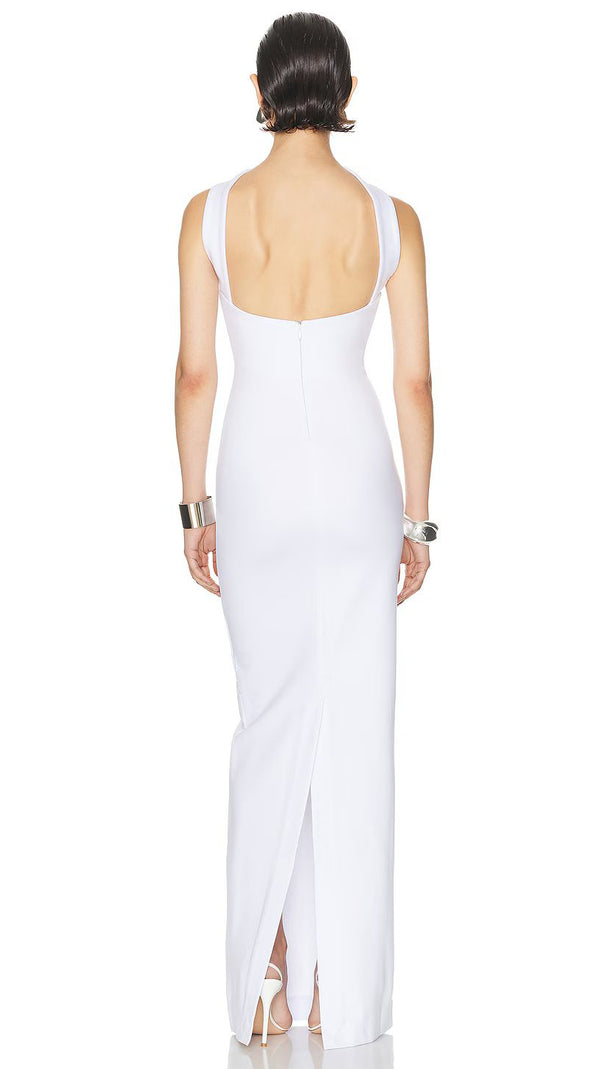 AIIZIE CUTOUT HALTER BACKLESS DRESS IN WHITE - product image