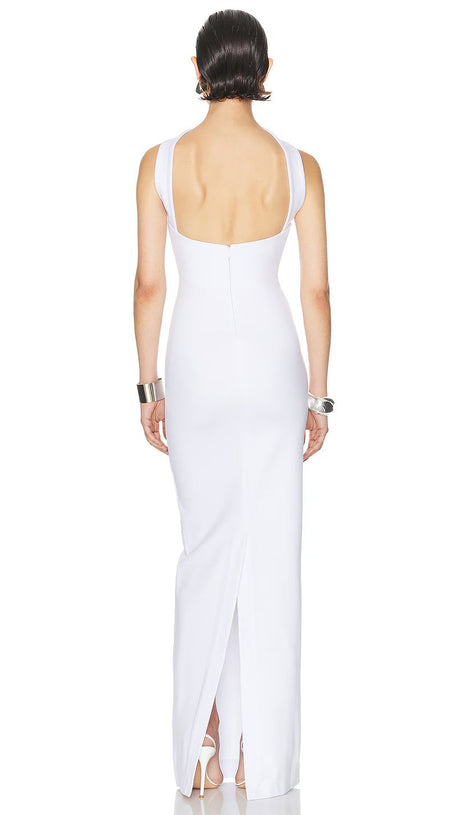 CUTOUT HALTER BACKLESS DRESS IN WHITE
