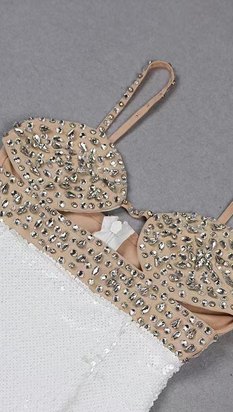 Handbesticktes Paillettenkleid