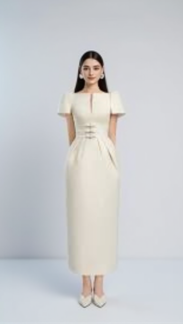 AIIZIE BEATRICE SHEATH BOAT NECK BROCADE MAXI DRESS - product image