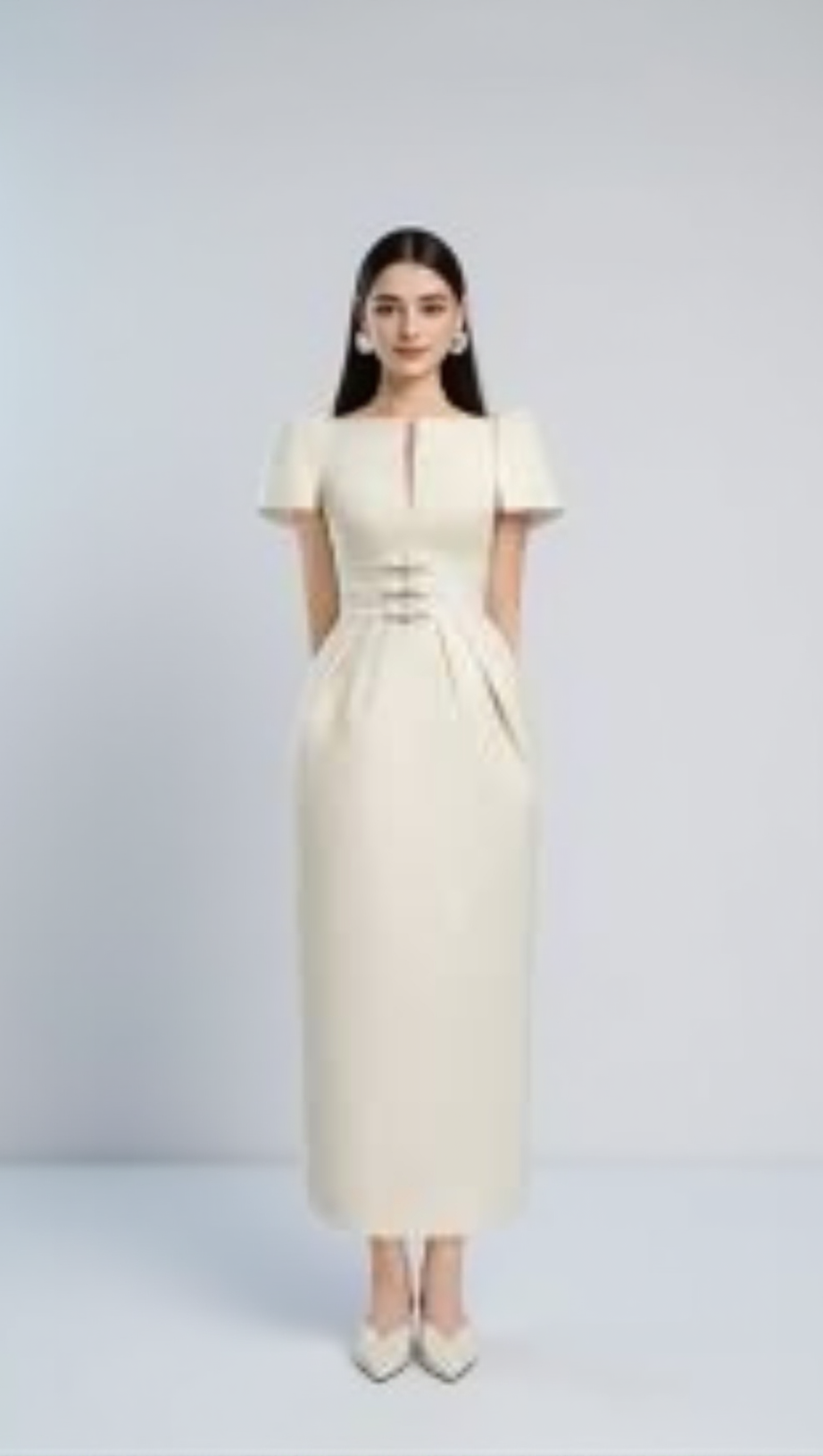 ABITO LUNGO IN BROCCATO CON SCOLLO A BARCA E GUAINA BEATRICE