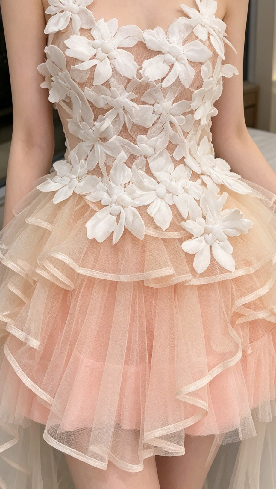 3D Floral Corset & Tulle Skirt Two-Piece Set