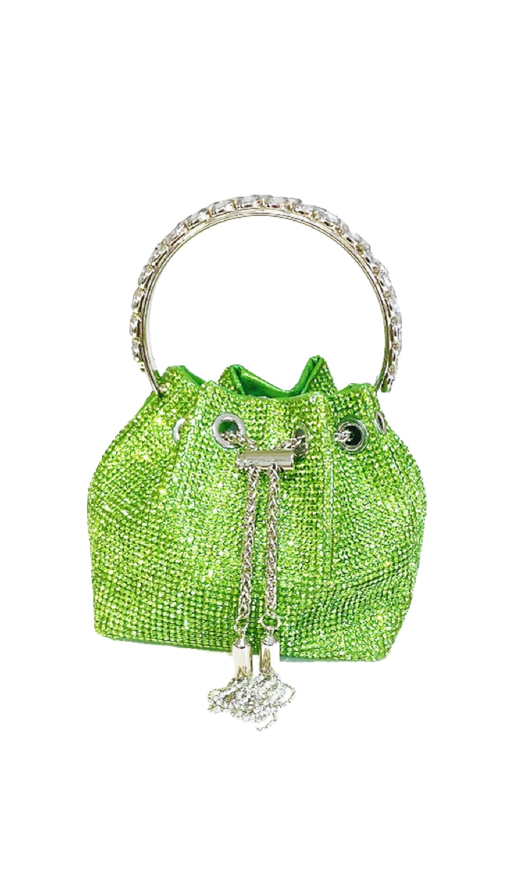 BORSA A SECCHIELLO CON CRISTALLI VERDE