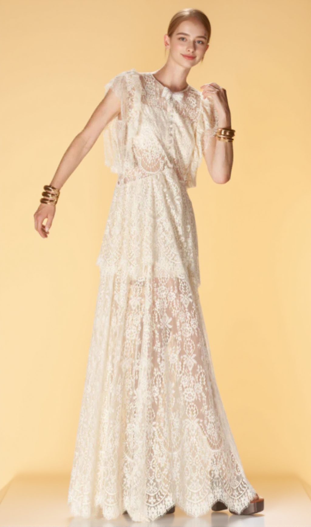 TIERED LACE MAXI DRESS