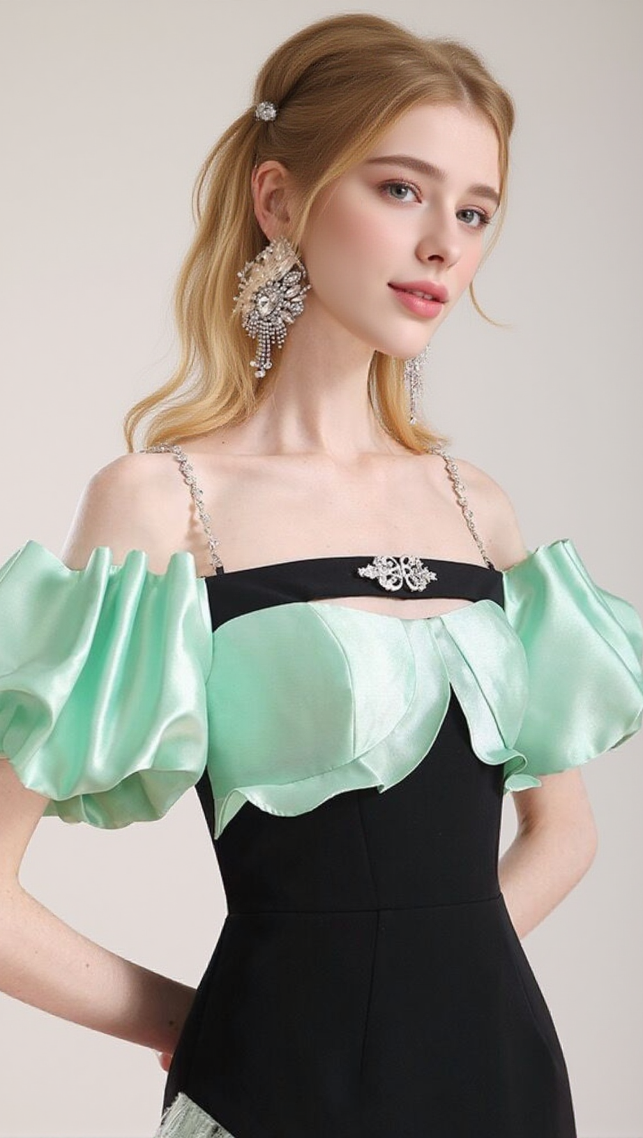 CIELO BLACK OFF-SHOULDER FEATHER MINI DRESS