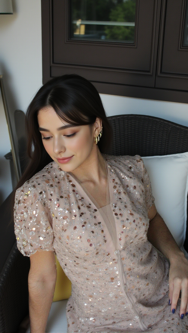 AIIZIE SLEEVELESS FLOWER EMBROIDERY MIDI DRESS IN BEIGE - product image
