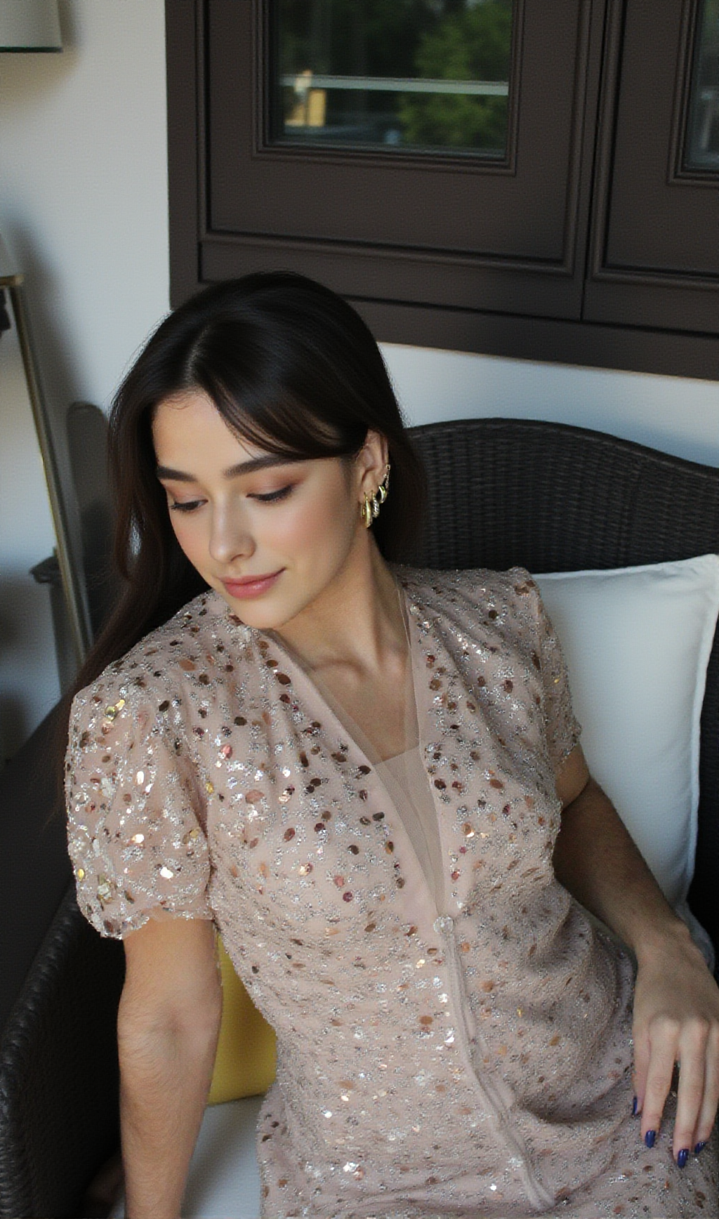 SLEEVELESS FLOWER EMBROIDERY MIDI DRESS IN BEIGE