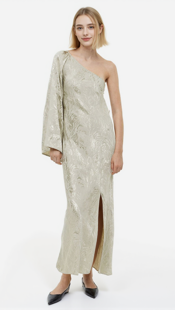 AIIZIE JACQUARD-WEAVE ONE-SHOULDER DRESS - product image