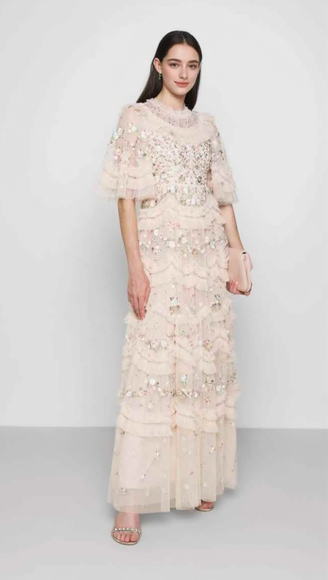 GONNA LUNGA IN RETE FLOREALE CON RICAMO FATA