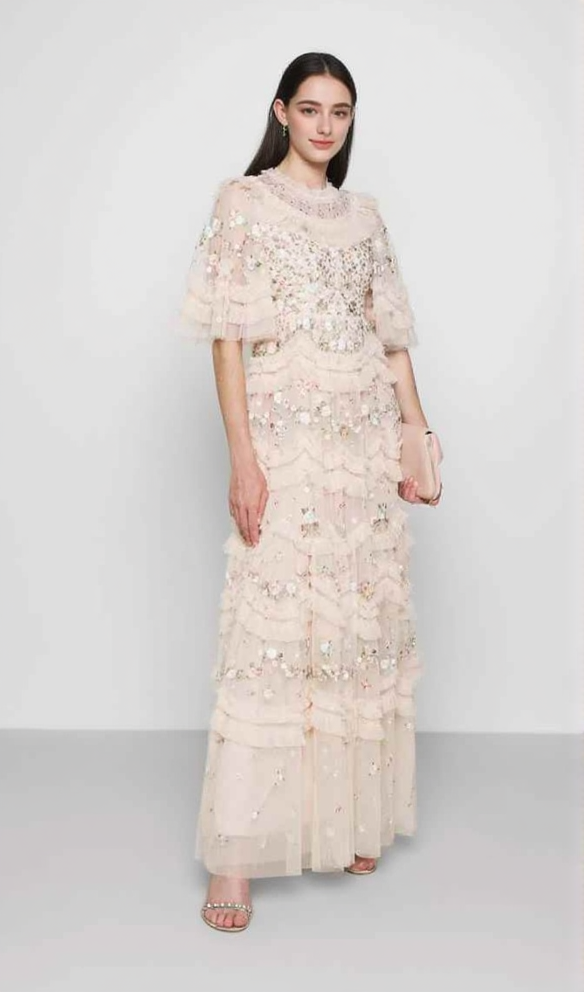 GONNA LUNGA IN RETE FLOREALE CON RICAMO FATA