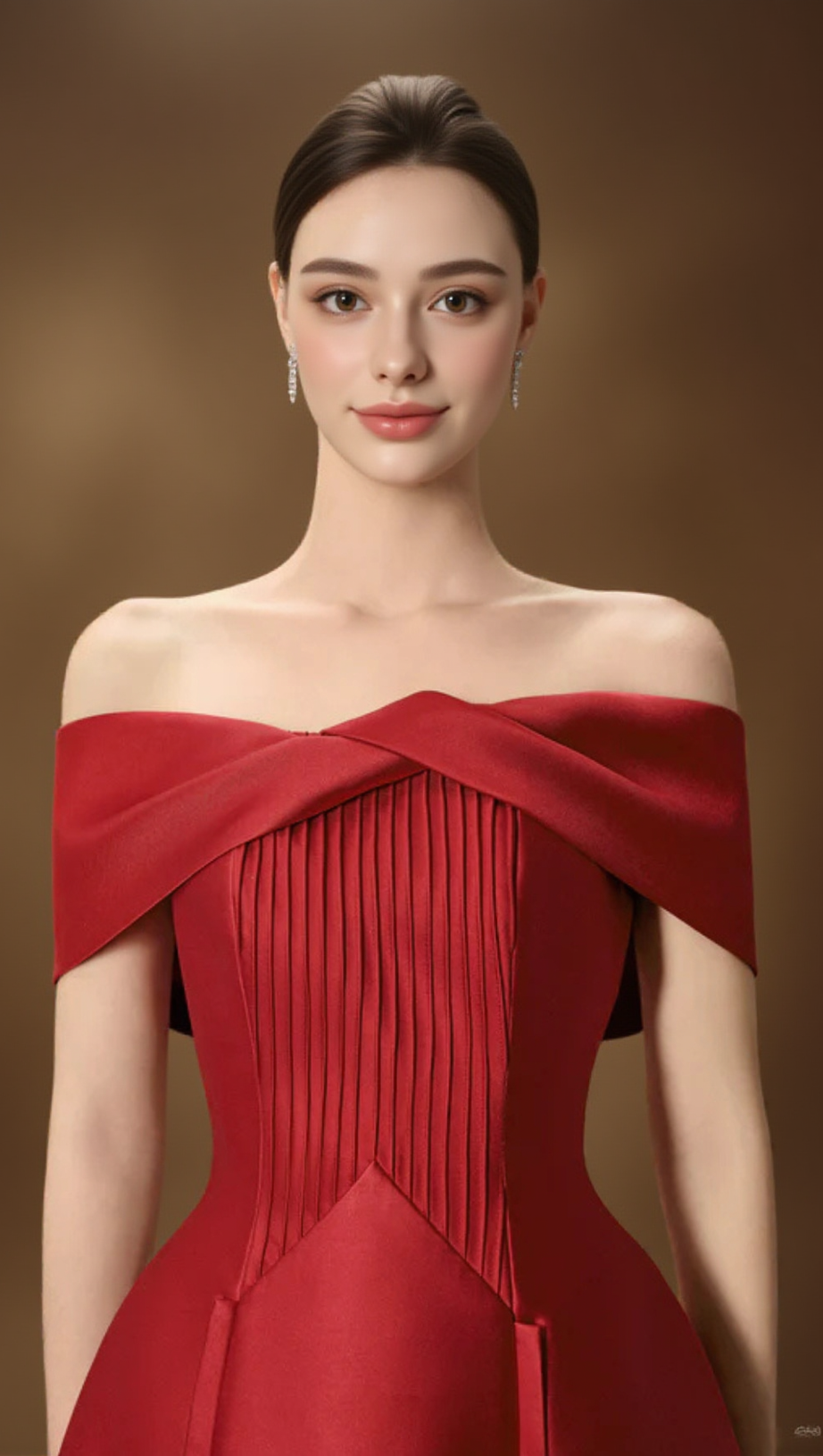 HEBERA A-LINE OFF-SHOULDER MIDI DRESS IN RED