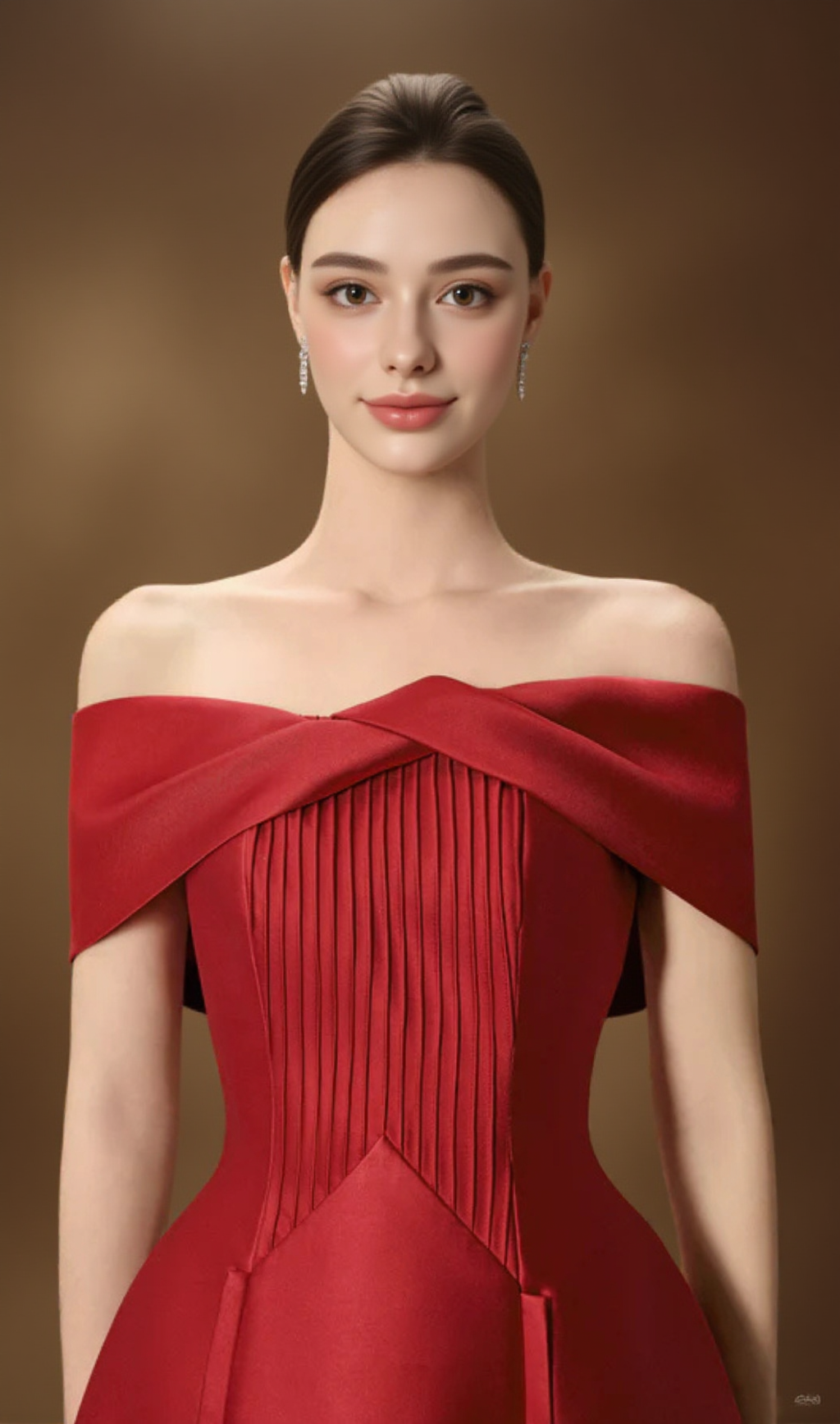 HEBERA A-LINE OFF-SHOULDER MIDI DRESS IN RED