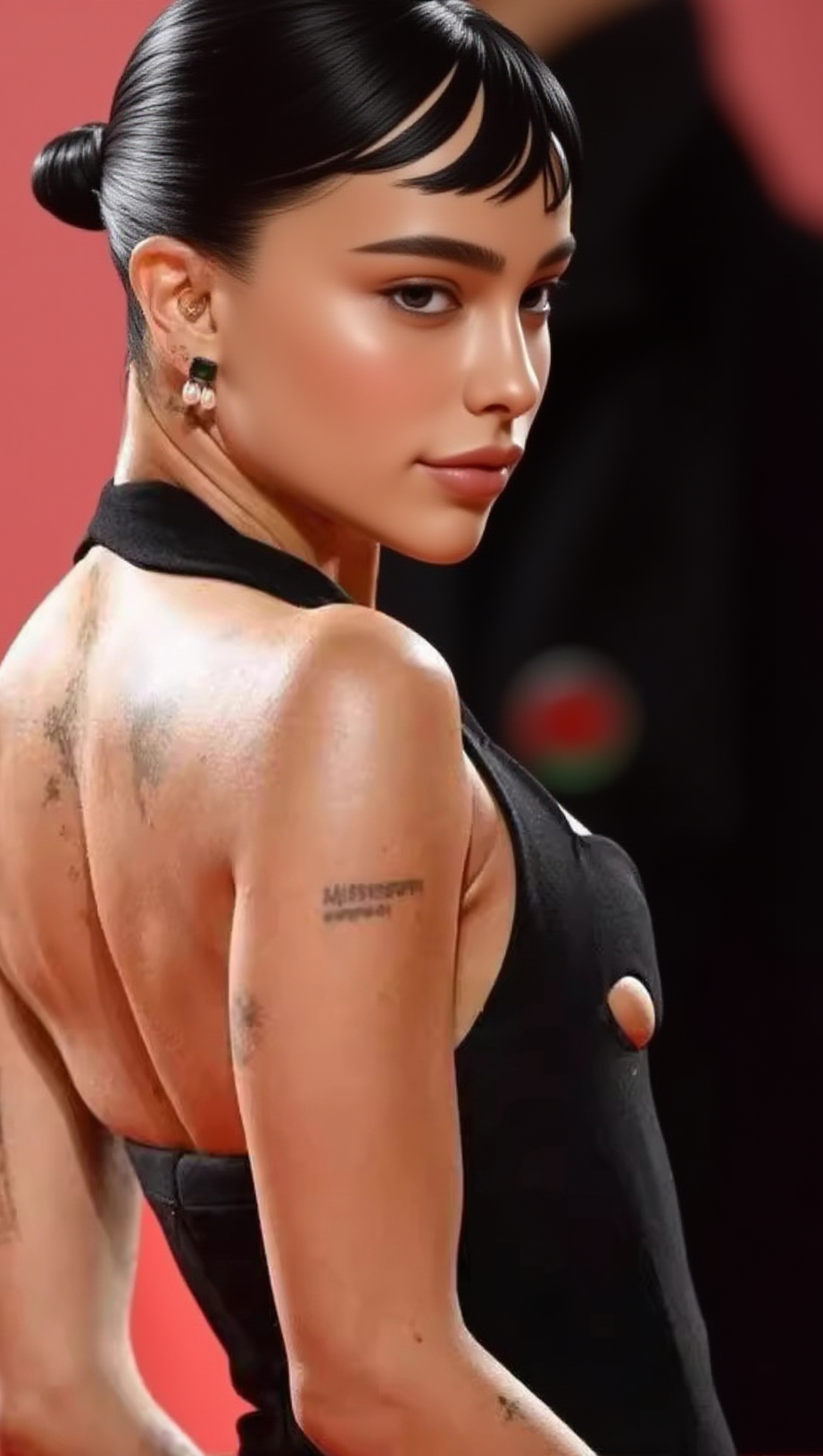 Neckholder-Bustier-Maxikleid mit Cut-Outs in Schwarz