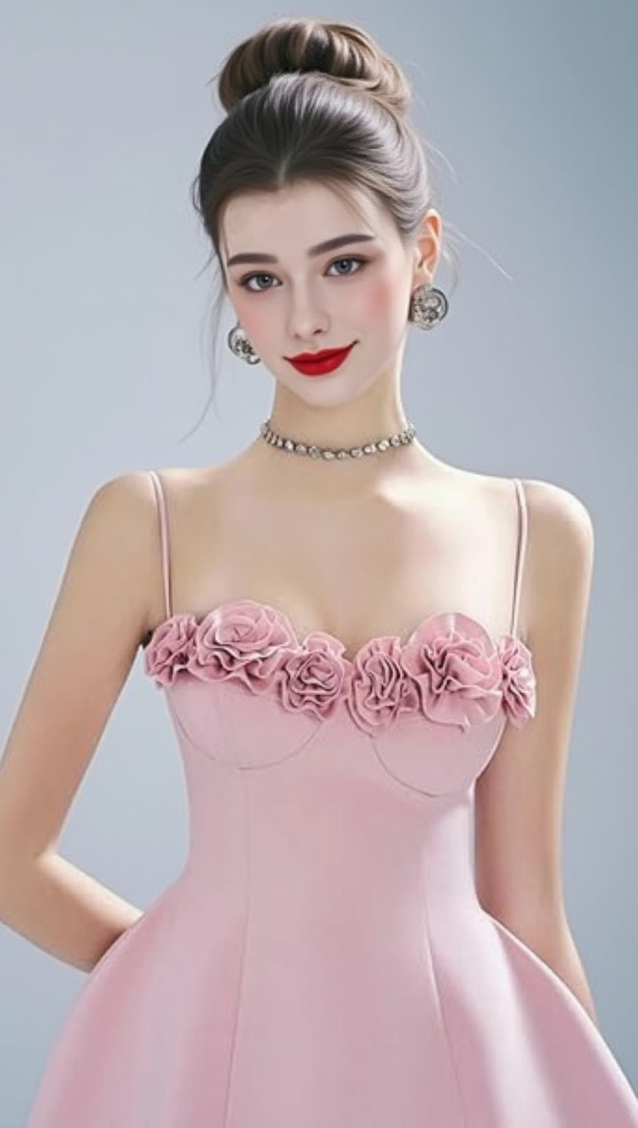 BLUSH PINK FLORAL BUST STRAP MINI DRESS