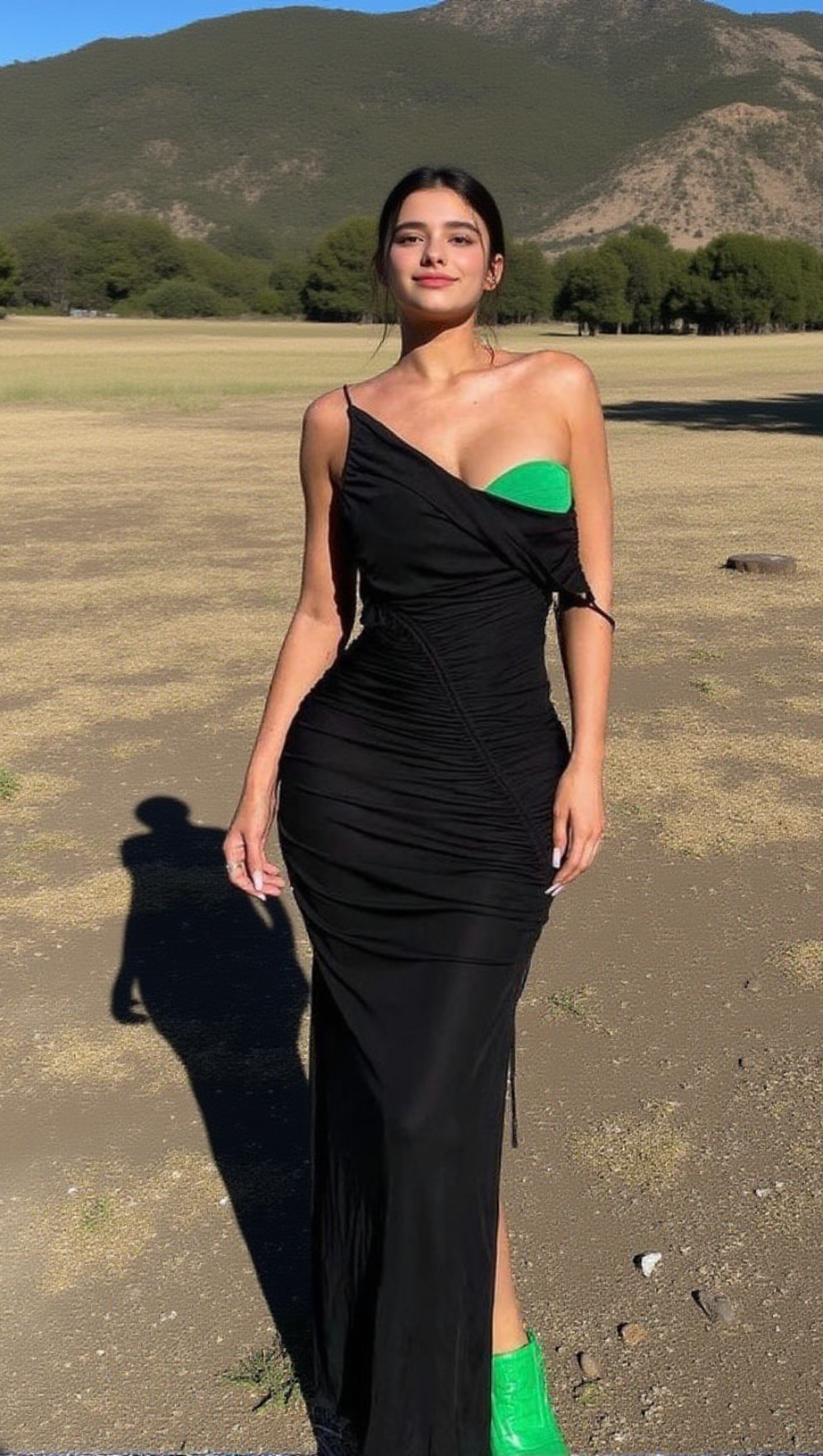 Französisches schwarzes Sling-Kleid aus Strickbandage 