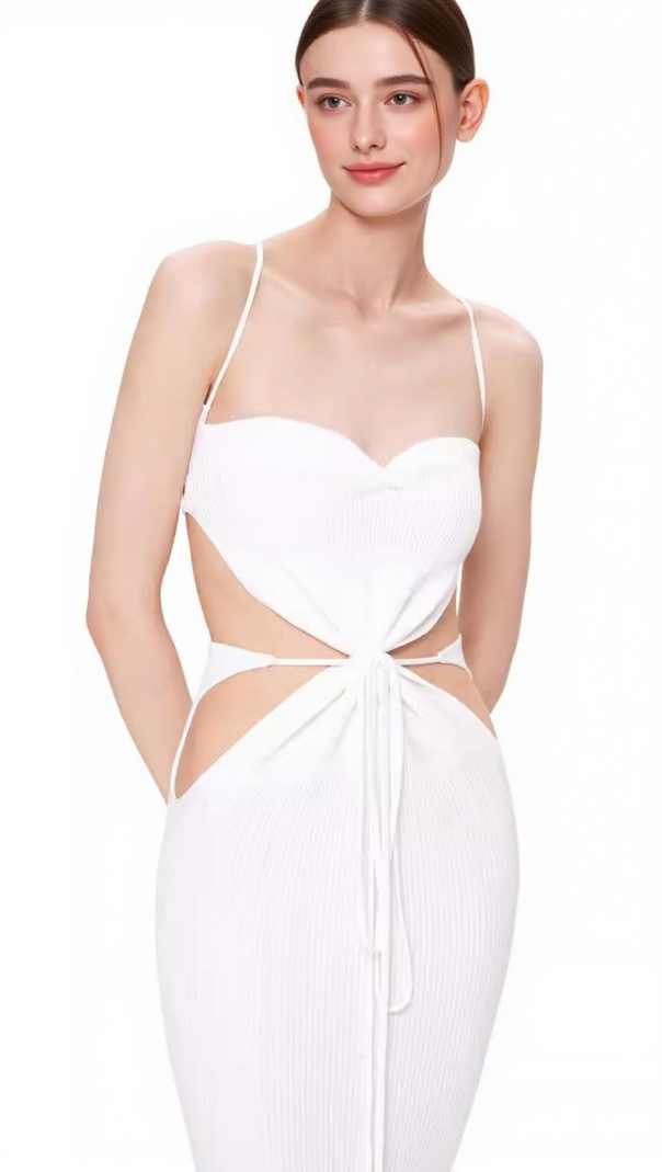 AIIZIE FLOWER HOLLOW LACE-UP SUSPENDER SKIRT - product image