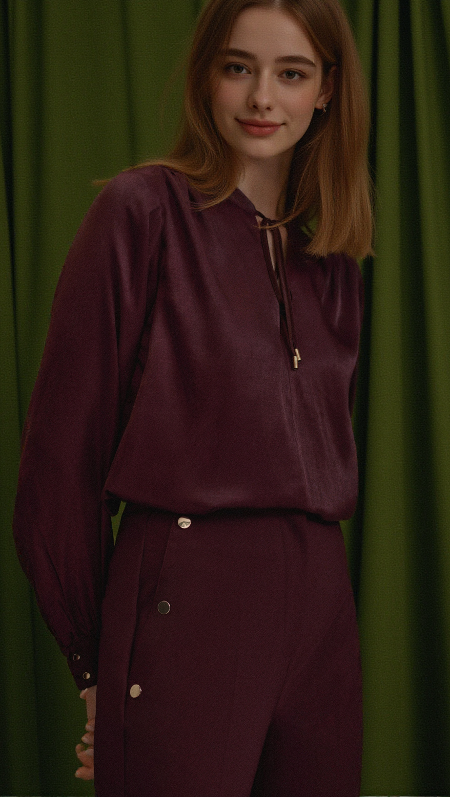 Viskosebluse in Burgunderrot