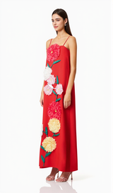 judy Buttercup Embroidered Maxi Dress In Red