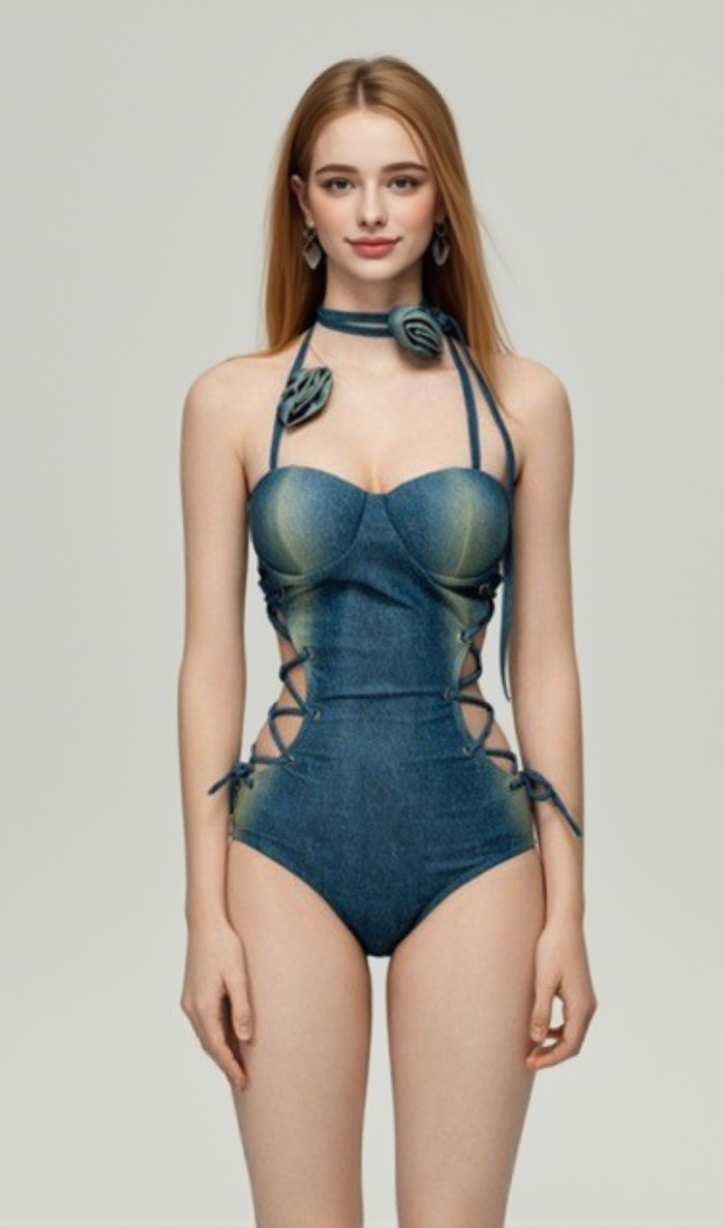 Dodger Denim Flower One-Piece Swimsuit