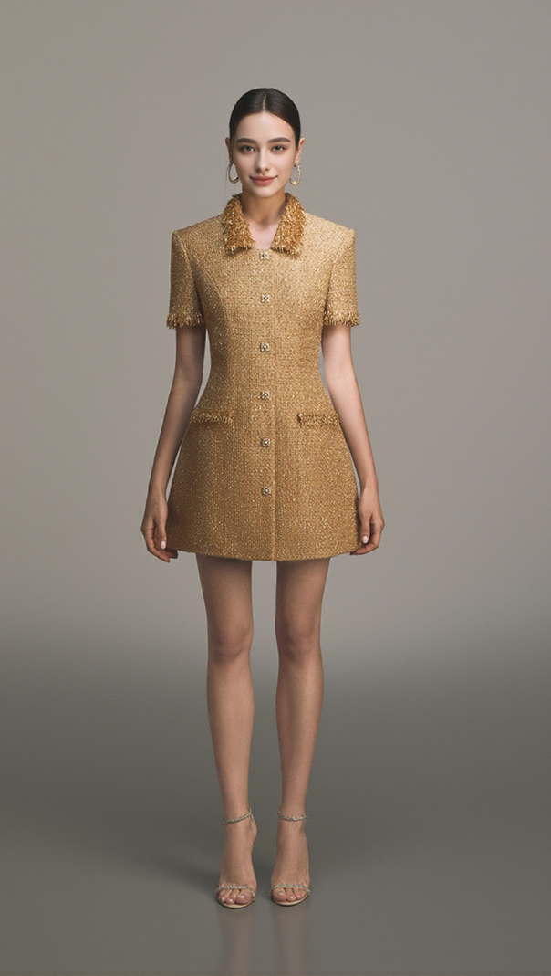 AIIZIE GOLD EMBELLISHED MINI DRESS - product image