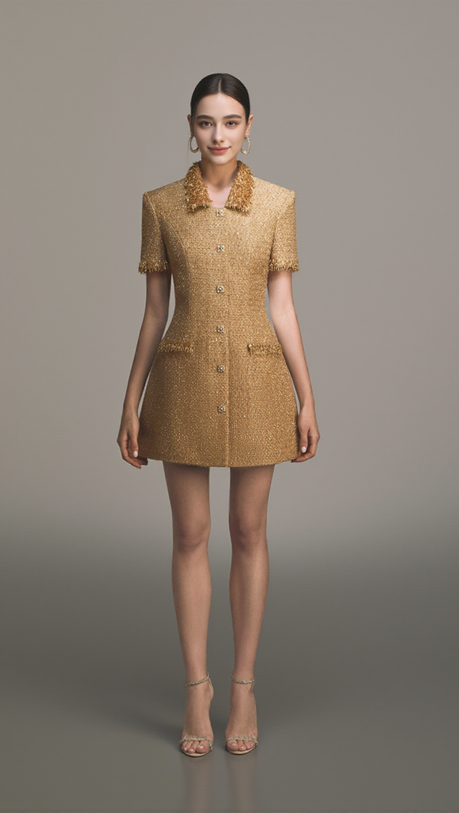 GOLD EMBELLISHED MINI DRESS