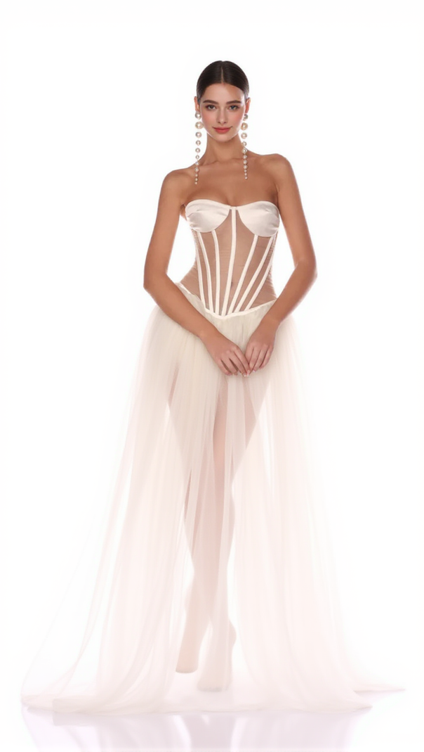 AIIZIE ODILE STRAPLESS GOWN IN WHITE - product image