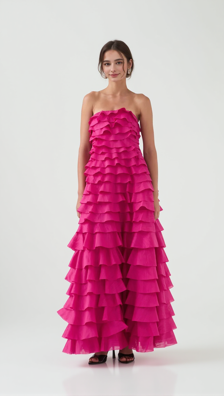 STACEY STRAPLESS LAYERED MAXI DRESS IN PINK