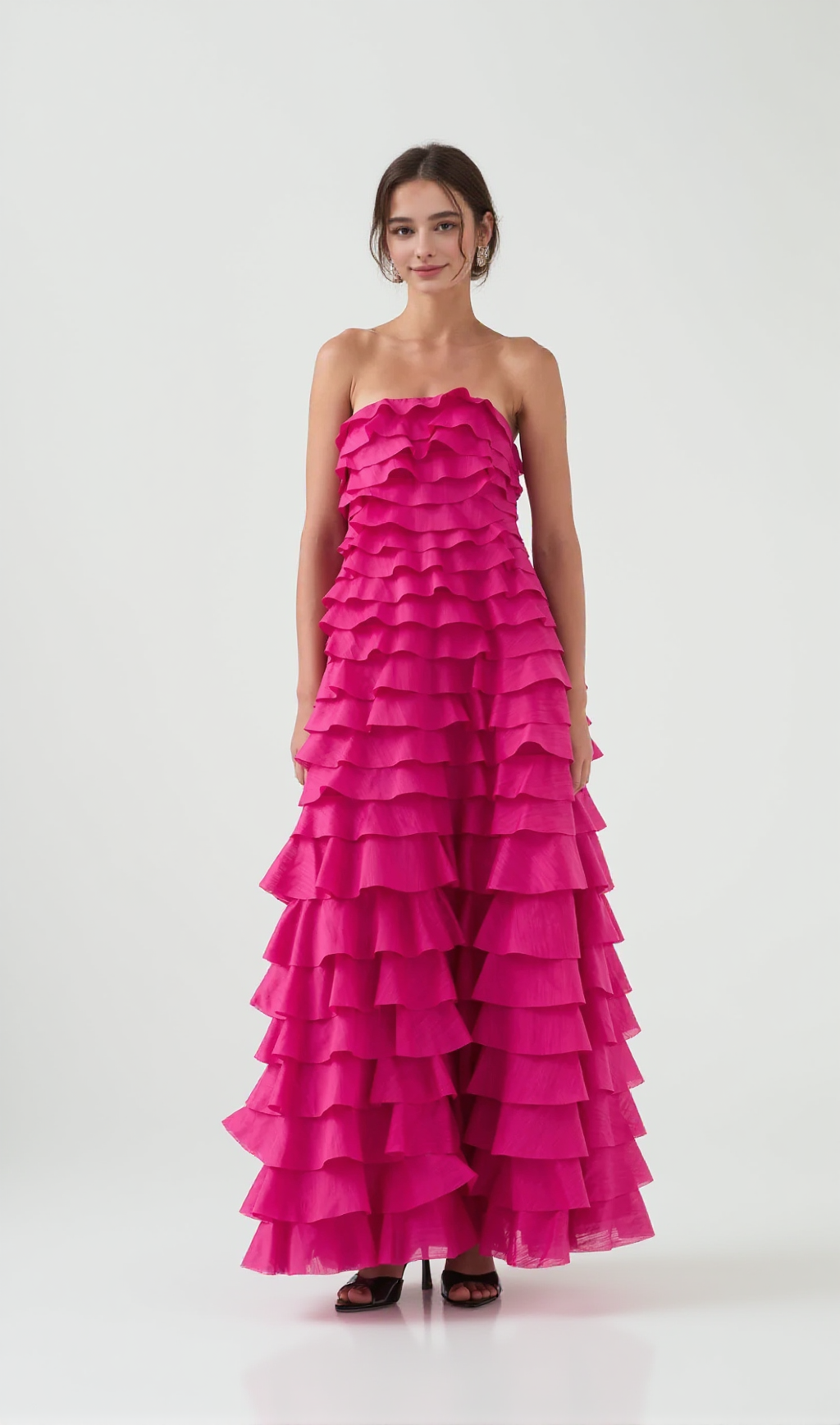 STACEY STRAPLESS LAYERED MAXI DRESS IN PINK