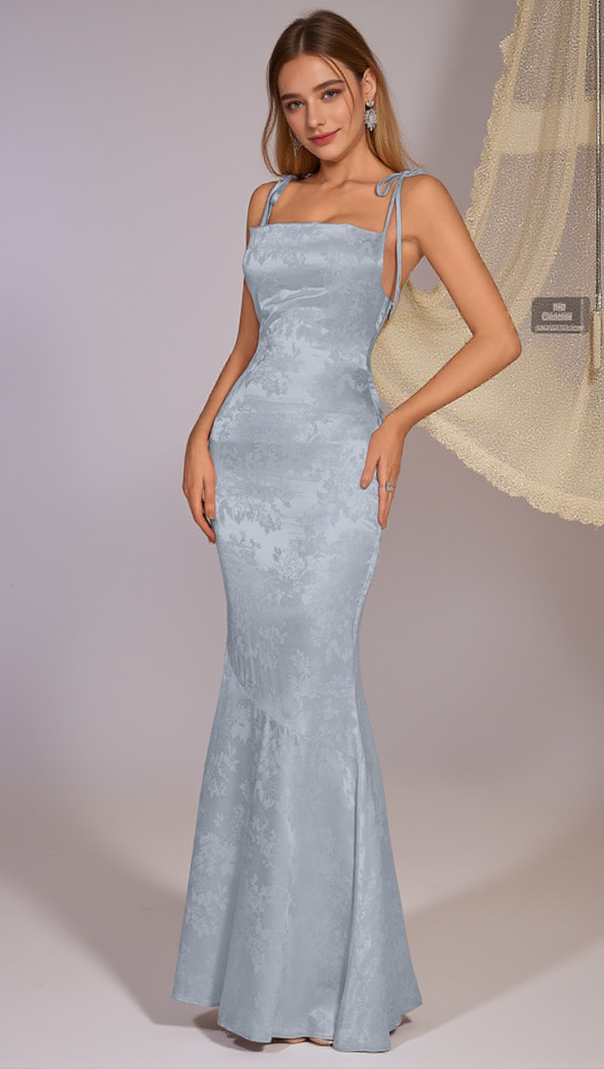 AIIZIE SATIN JACQUARD MAXI MERMAID DRESS - product image