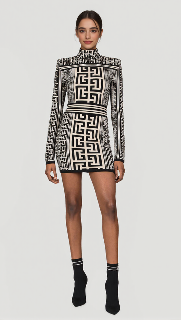 AIIZIE ELIZABETH MONOGRAM JACQUARD KNITTED MINI DRESS - product image