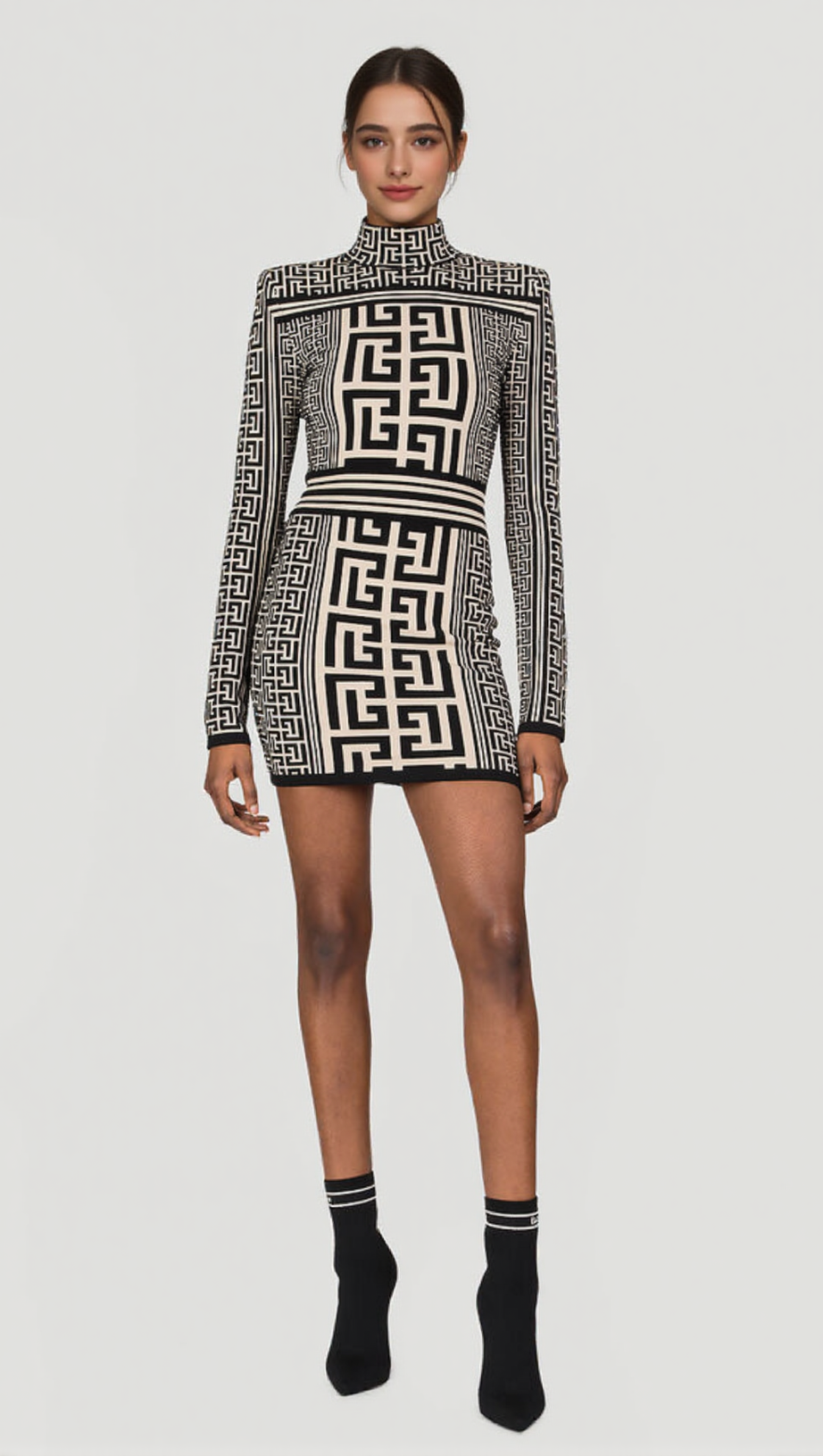 ELIZABETH MONOGRAM MINIKLEID AUS JACQUARD-STRICK