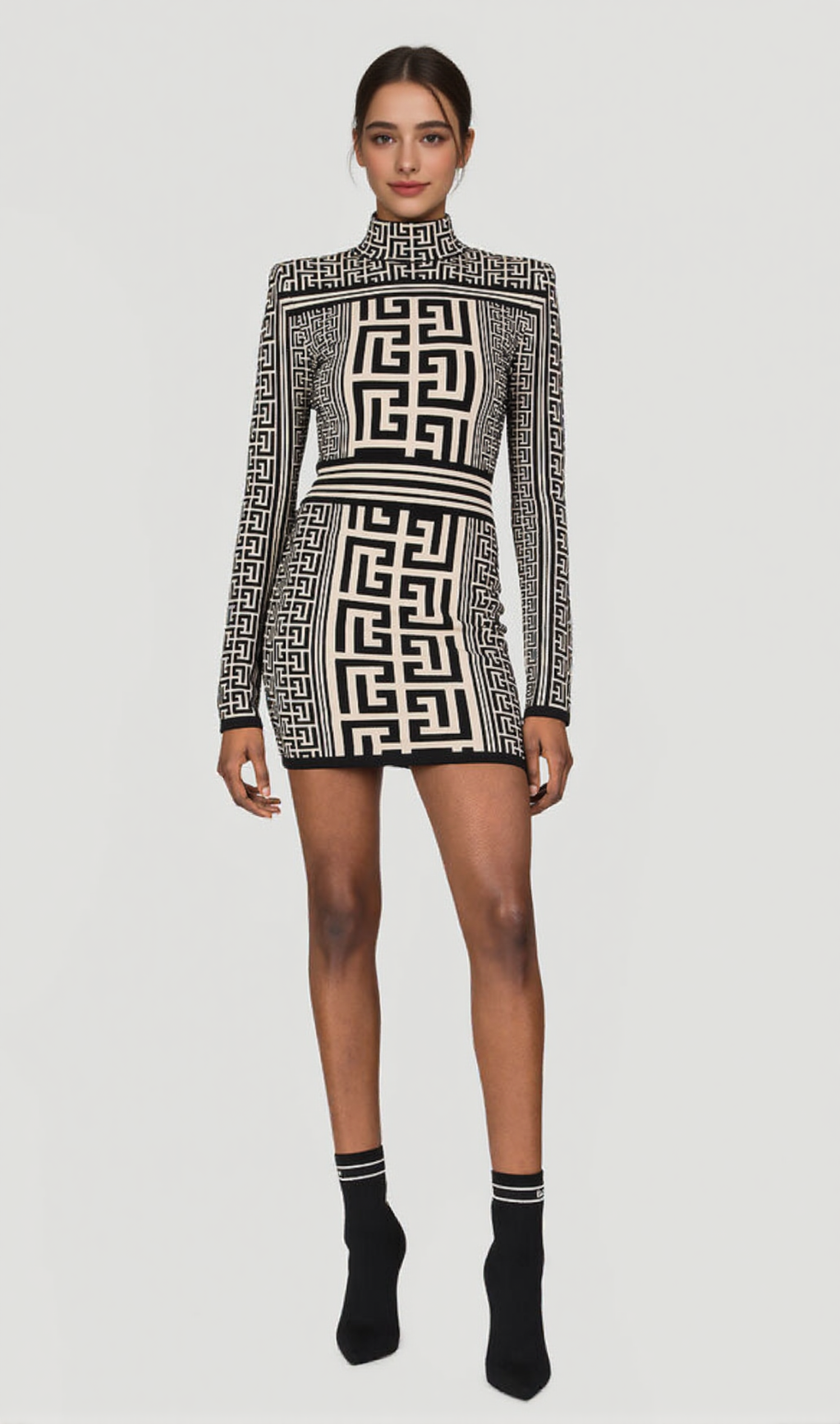 ELIZABETH MONOGRAM MINIKLEID AUS JACQUARD-STRICK