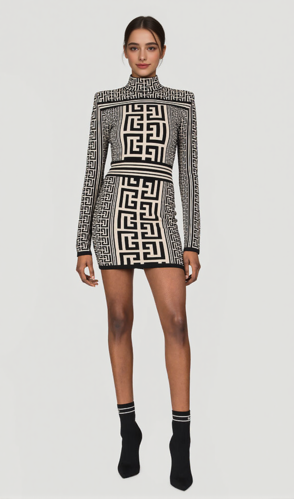 ELIZABETH MONOGRAM JACQUARD KNITTED MINI DRESS