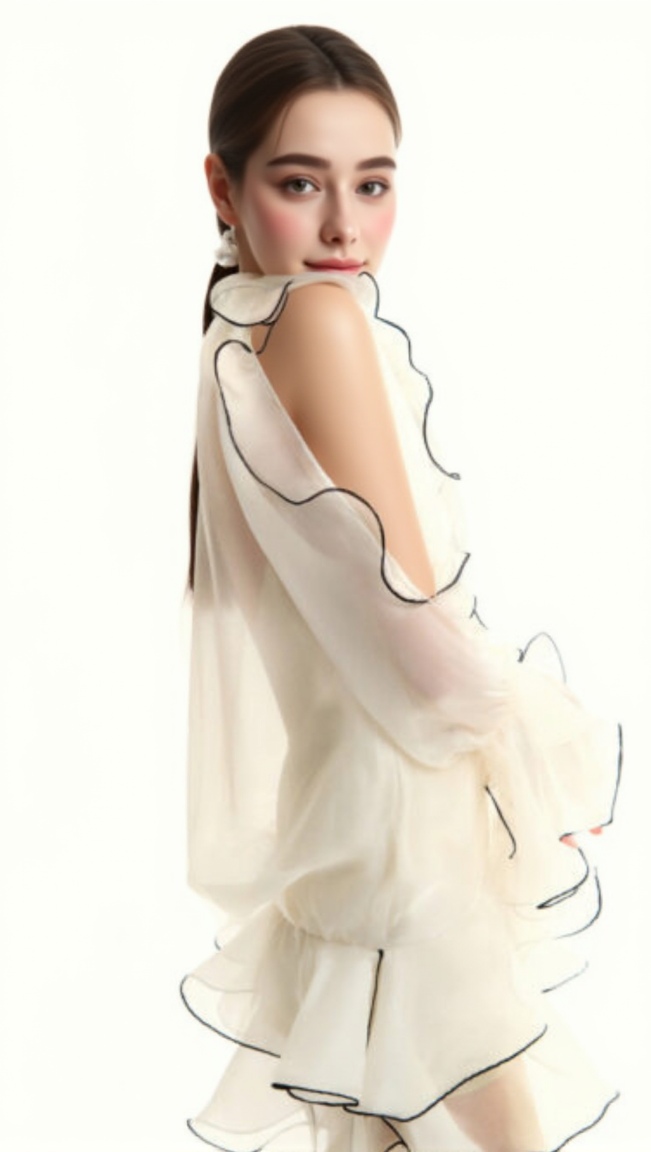 EAVAN RUFFLE FLORAL MINI DRESS