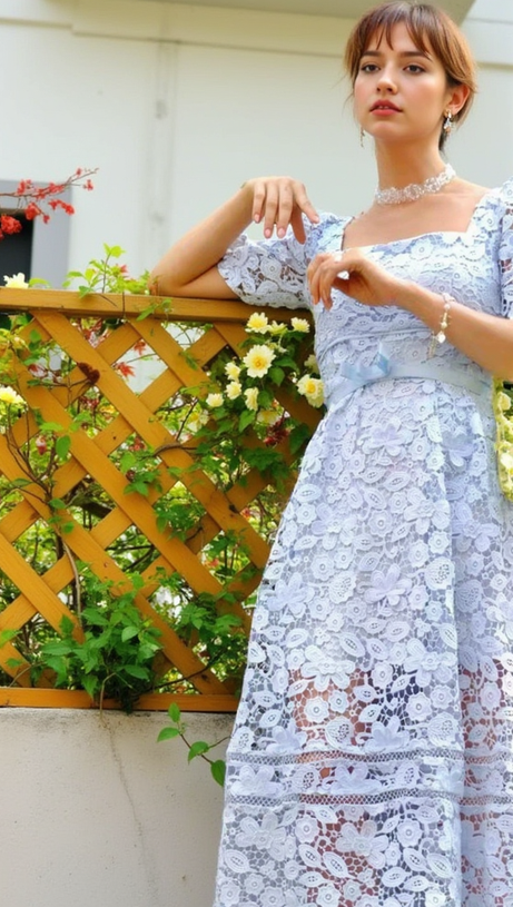 ABITO MIDI IN PIZZO IN GUIPURE