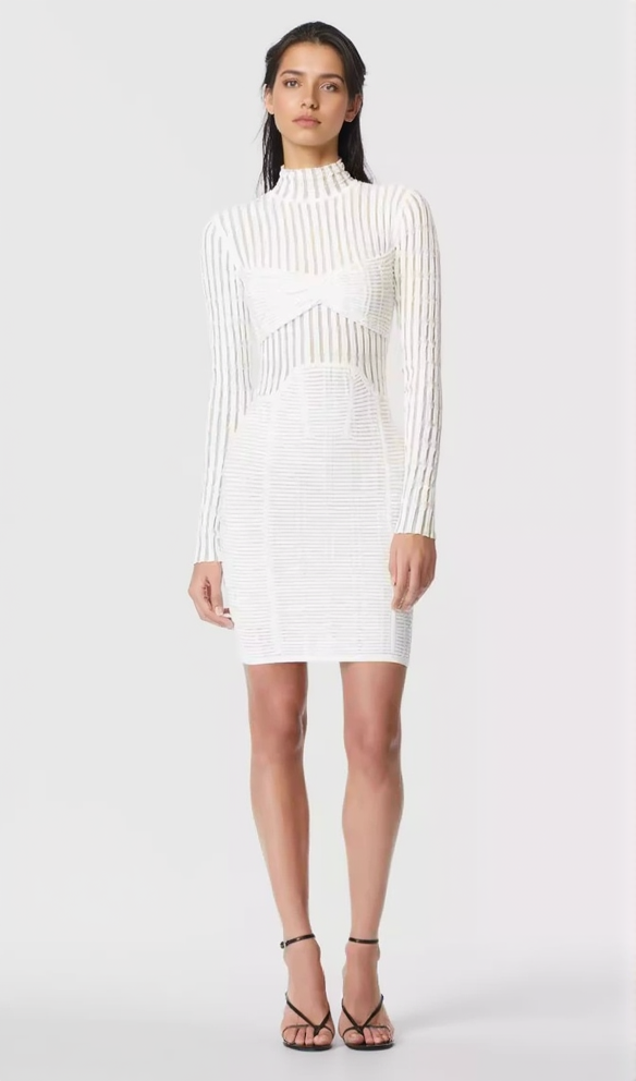 WEISSES MINIKLEID MIT SCHATTENSTREIFEN