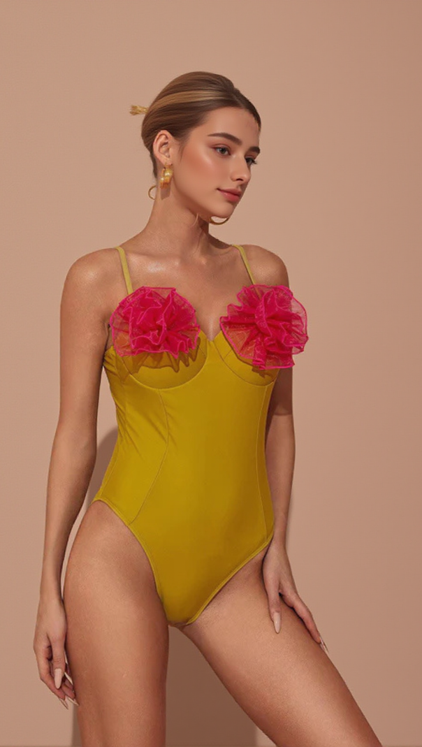 AIIZIE WESSON FLOWER ONE PIECE SWIMSUIT IN GREEN - product image