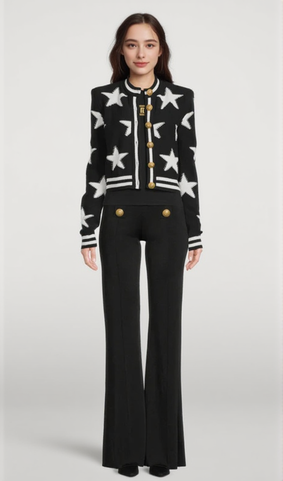 AIIZIE STAR JACQUARD BLACK CARDIGAN - product image