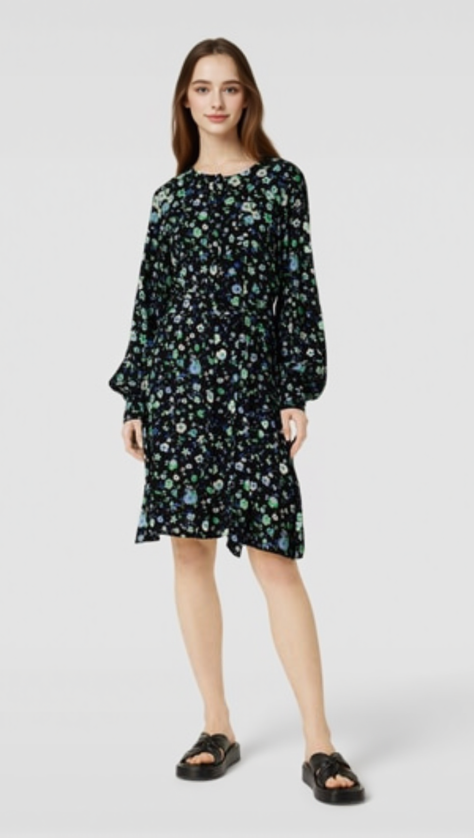 MINIABITO IN CREPE PLISSÉ CON STAMPA FLOREALE