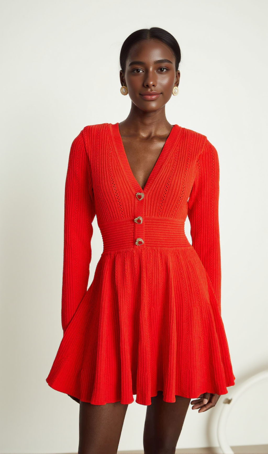 VICTORIA POINTELLE-STRICK-MINIKLEID IN ROT