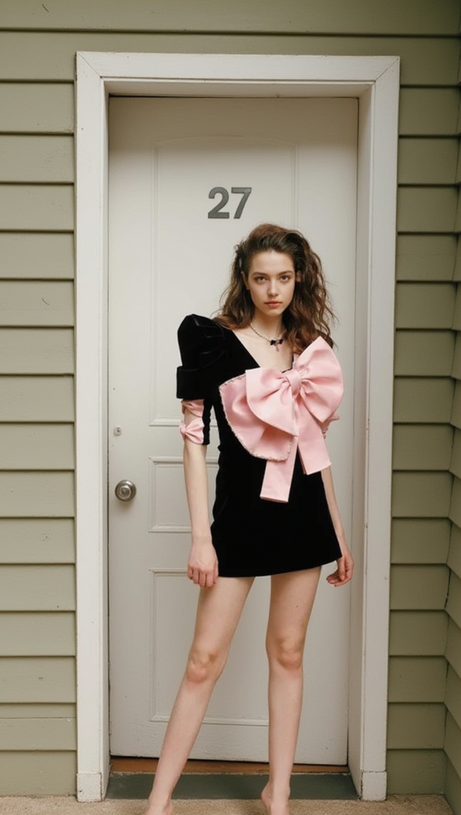 BOW EMBELLISHED MINI DRESS