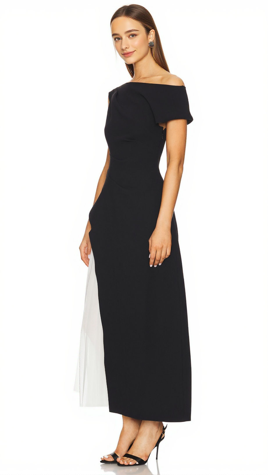 YVETTE ONE-SHOULDER PLEATED MAXI DRESS IN BLACK