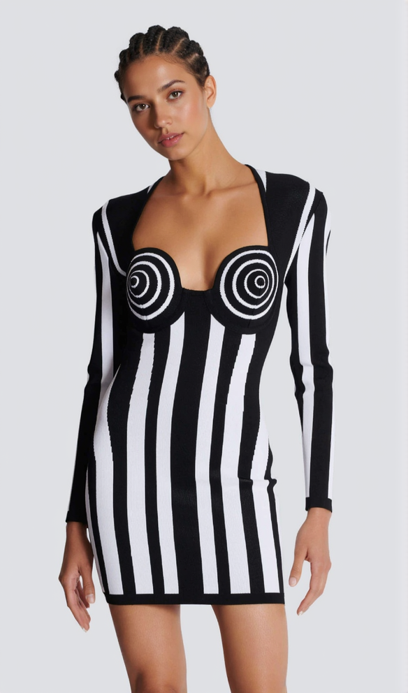 Bodycon-Minikleid aus gestreiftem Strick