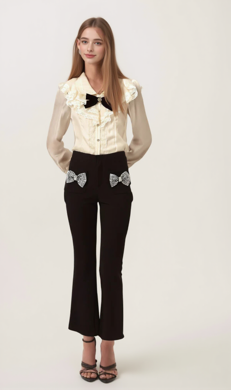 Gelsomina bow-embellished flared trousers