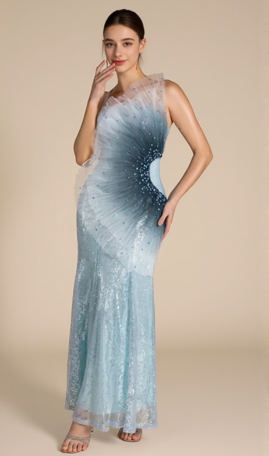 Samira Gradient Embellished Mermaid Maxi Dress