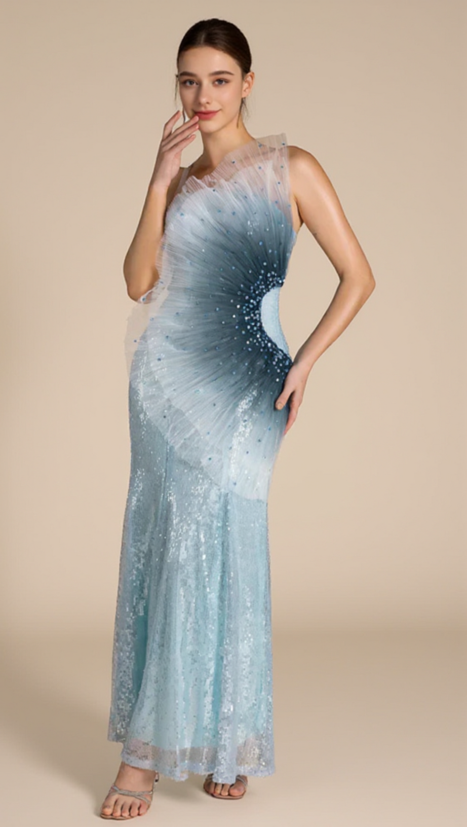 SAMIRA GRADIENT EMBELLISHED MERMAID MAXI DRESS