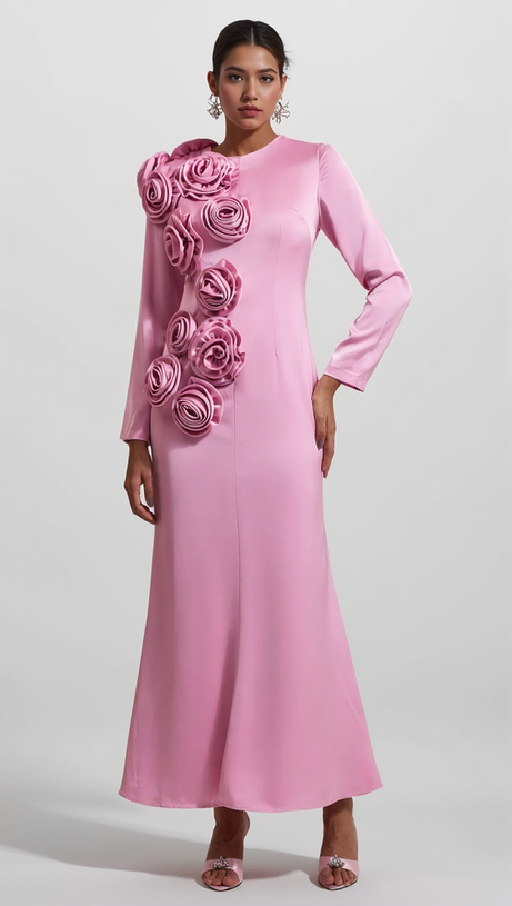 FLOWER MAXI DRESS IN PINK