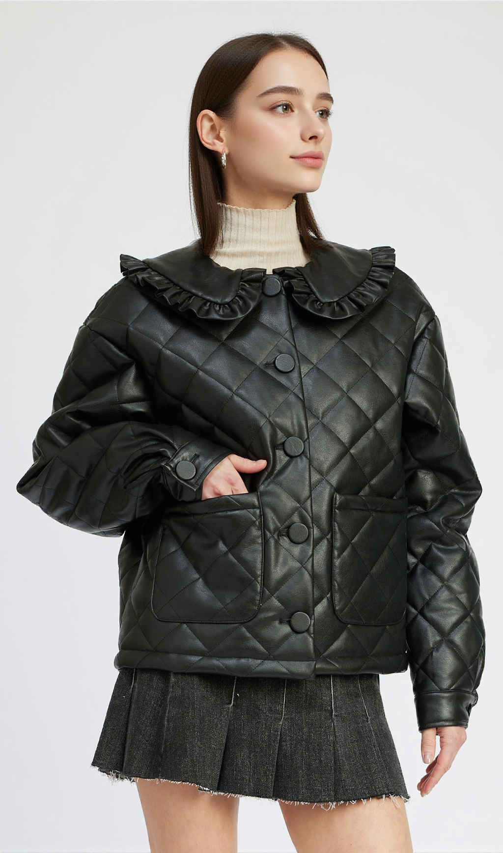 AIIZIE EMERSON BLACK LEATHER JACKET - product image